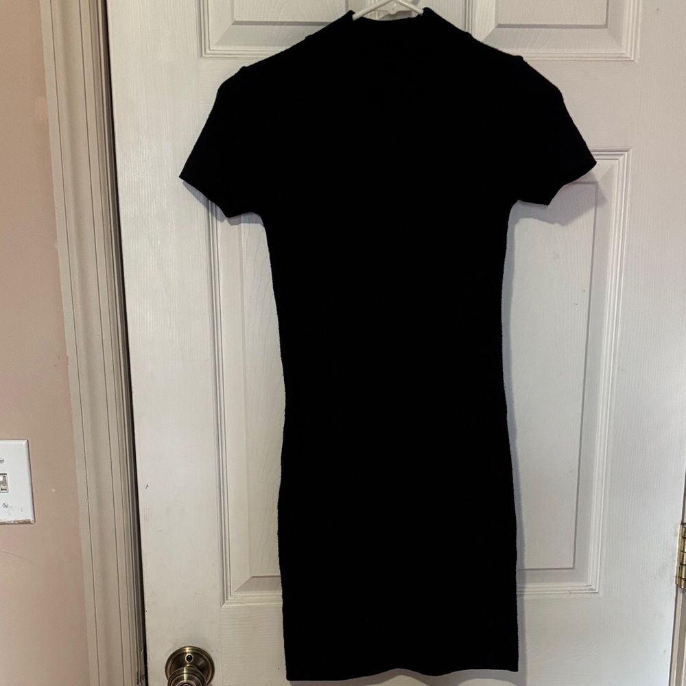 Zara Black Short-Sleeve Mini Dress